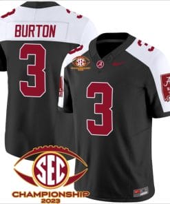 Jermaine Burton Jersey #3 Alabama Crimson SEC Championship 2023 Patch Vapor Limited Football Black Alternate