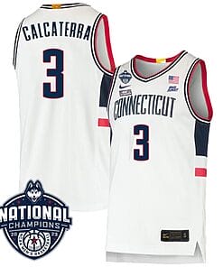 Joey Calcaterra Jersey #3 UConn Huskies 2023 National Champions College Basketball White