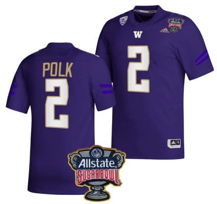 JaLynn Polk Jersey #2 Washington Huskies Allstate Sugar Bowl Patch 2024 College Football Purple