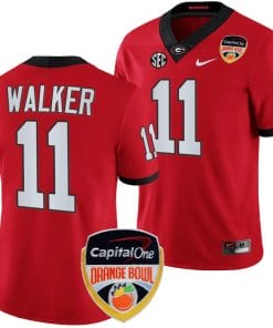 Jalon Walker Jersey #11 Georgia Bulldogs Orange Bowl Patch 2023 College Football Red