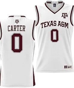 Jace Carter Jersey #0 Texas Aggies NIL College Basketball Jersey Lightweight White