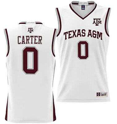 Jace Carter Jersey #0 Texas Aggies NIL College Basketball Jersey Lightweight White