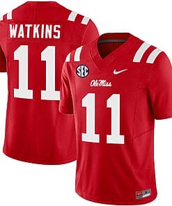 Jordan Watkins Jersey #11 Ole Miss Rebels Football Vapor Limited All Stitched Red