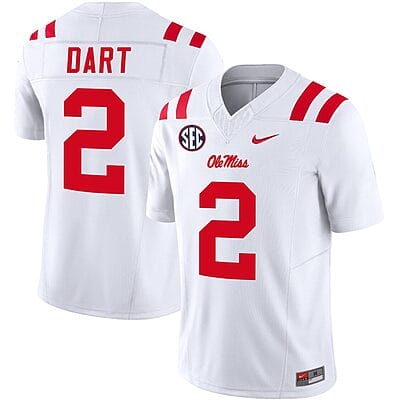 Jaxson Dart Jersey #2 Ole Miss Rebels Football Vapor Limited All Stitched White