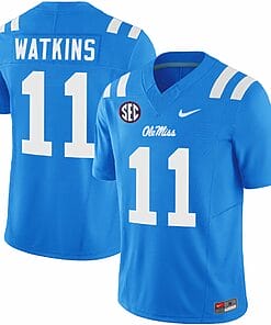 Jordan Watkins Jersey #11 Ole Miss Rebels Football Vapor Limited All Stitched Powder Blue