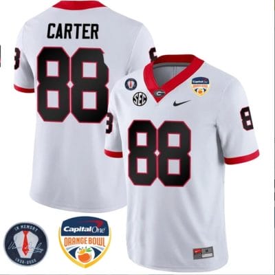 Jalen Carter Jersey #88 Georgia Bulldogs Orange Bowl Patch Football Stitched White