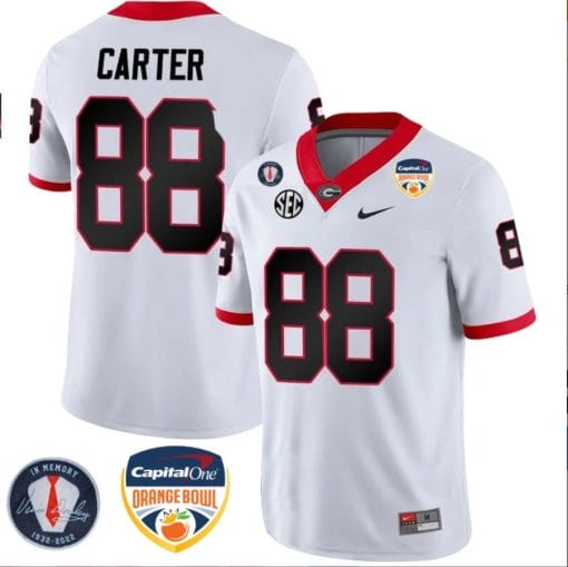 Jalen Carter Jersey #88 Georgia Bulldogs Orange Bowl Patch Football Stitched White