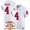 Jalen Milroe Jersey #4 Alabama Crimson SEC Championship 2023 Patch Vapor Limited Football White