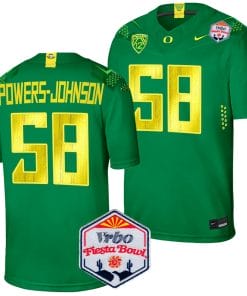 Jackson Powers Johnson Jersey #58 Oregon Ducks Fiesta Bowl Patch 2024 Football Green