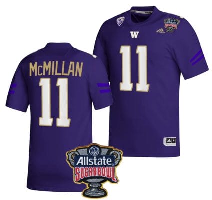 Jalen McMillan Jersey #11 Washington Huskies Allstate Sugar Bowl Patch 2024 College Football Purple