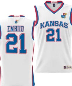 Joel Embiid Jersey #21 Kansas Jayhawks NIL College Basketball Lightweight White