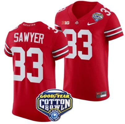Jack Sawyer Jersey #33 Ohio State Buckeyes Cotton Bowl Patch 2023 Football Scarlet