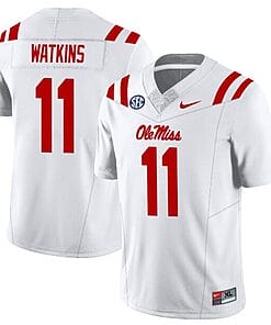 Jordan Watkins Jersey #11 Ole Miss Rebels Football All Stitched White