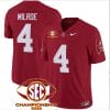 Jalen Milroe Jersey #4 Alabama Crimson SEC Championship 2023 Patch Vapor Limited Football Crimson
