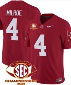 Jalen Milroe Jersey #4 Alabama Crimson SEC Championship 2023 Patch Vapor Limited Football Crimson