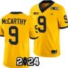 JJ McCarthy Jersey #9 Michigan Wolverines 2024 Football National Championship Playoff Yellow