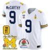 JJ McCarthy Jersey #9 Michigan Wolverines Vapor TM 42 Honor Rose Bowl Patch Football White