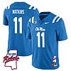 Jordan Watkins Jersey #11 Ole Miss Rebels Football Ole Map All Stitched Blue