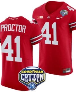 Josh Proctor Jersey #41 Ohio State Buckeyes Cotton Bowl Patch 2023 Football Scarlet