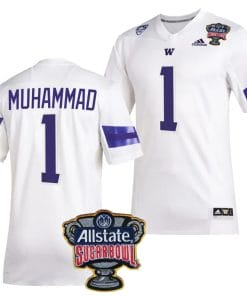 Jabbar Muhammad Jersey #1 Washington Huskies Allstate Sugar Bowl Patch 2024 College Football White