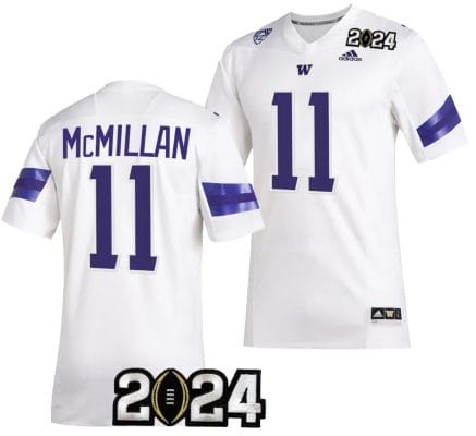 Jalen McMillan Jersey #11 Washington Huskies 2024 College Football Playoff National Championship White