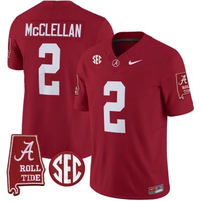 Jase McClellan Jersey #2 Alabama Crimson Tide Vapor Limited Football Alabama Map Crimson