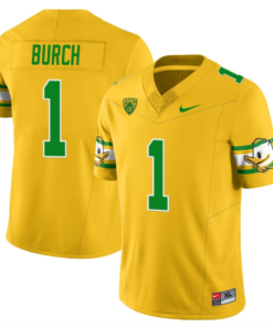 Jordan Burch Jersey #1 Oregon Ducks ‘Mighty Oregon’ Throwback College Football Uniforms Yellow
