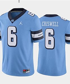 Jacolby Criswell Jersey #6 North Carolina Tar Heels College Football All Stitched Blue