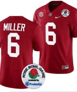 Jam Miller Jersey #6 Alabama Crimson Tide Rose Bowl Game 2024 Patch College Football Playoff Crimson