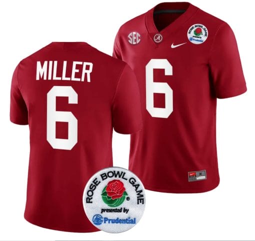 Jam Miller Jersey #6 Alabama Crimson Tide Rose Bowl Game 2024 Patch College Football Playoff Crimson