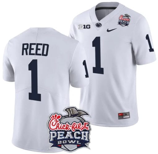 Jaylen Reed Jersey #1 Penn State Peach Bowl Patch 2024 College Football White