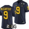 JJ McCarthy Jersey #9 Michigan Wolverines 2024 Football National Championship Playoff Navy