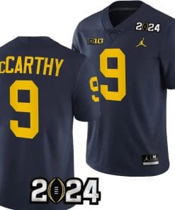 JJ McCarthy Jersey #9 Michigan Wolverines 2024 Football National Championship Playoff Navy