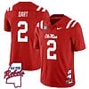Jaxson Dart Jersey #2 Ole Miss Rebels Football Ole Map All Stitched Red