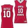 Jamison Battle Jersey #10 Ohio State Buckeyes College Basketball Lightweight Scarlet