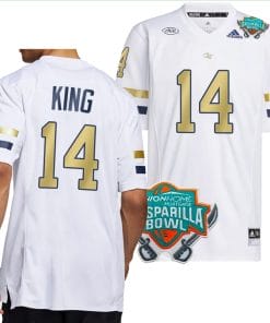 Jaylon King Jersey #14 Georgia Tech Yellow Jackets 2023 Gasparilla Bowl Patch Football White