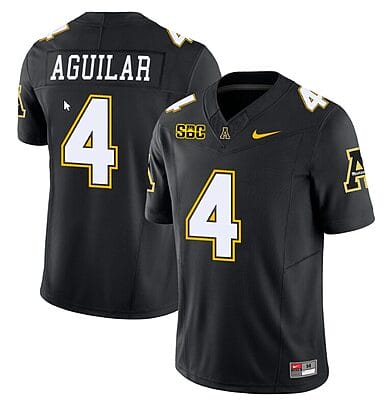 Joey Aguilar Jersey #4 Appalachian State Mountaineers Vapor Limited College Football Black