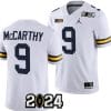 JJ McCarthy Jersey #9 Michigan Wolverines 2024 Football National Championship Playoff White