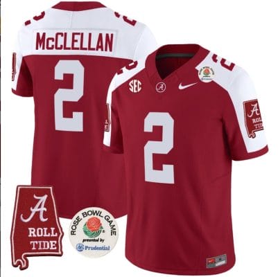 Jase McClellan Jersey #2 Alabama Crimson Rose Bowl Patch Football Crimson Alternate