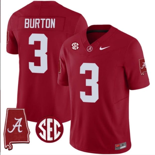 Jermaine Burton Jersey #3 Alabama Crimson Tide Vapor Stitched Football Alabama Map Crimson