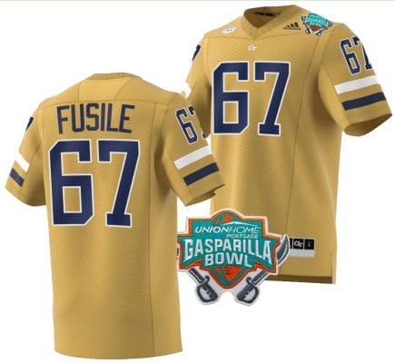 Joe Fusile Jersey #67 Georgia Tech Yellow Jackets 2023 Gasparilla Bowl Patch Football Brown