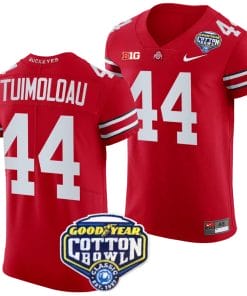 JT Tuimoloau Jersey #44 Ohio State Buckeyes Cotton Bowl Patch 2023 Football Scarlet