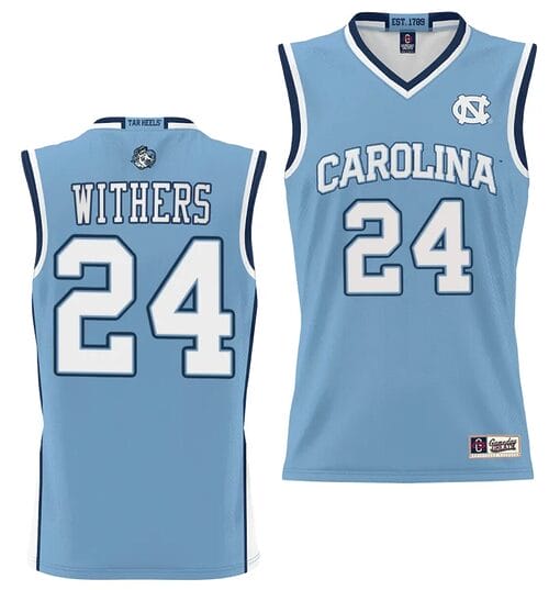 JaeLyn Withers Jersey #24 UNC Tar Heels NIL College Basketball Lightweight Blue