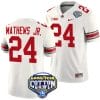 Jermaine Mathews Jr Jersey #24 Ohio State Buckeyes Cotton Bowl Patch 2023 Football White