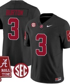 Jermaine Burton Jersey #3 Alabama Crimson Tide Vapor Limited Football Alabama Map Black