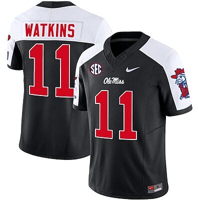 Jordan Watkins Jersey #11 Ole Miss Rebels Football Vapor Limited All Stitched Black Alternate