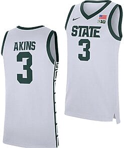 Jaden Akins Jersey #3 Michigan State Spartans Replica Basketball 2023-24 White