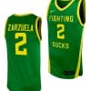Jesse Zarzuela Jersey #2 Oregon Ducks Replica College Basketball uniform Green