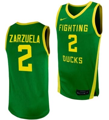 Jesse Zarzuela Jersey #2 Oregon Ducks Replica College Basketball uniform Green