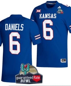 Jalon Daniels Jersey #9 Kansas Jayhawks 2023 Guaranteed Rate Bowl Champs Football Royal